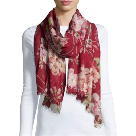 gucci geranium print scarf|gucci wool scarf.